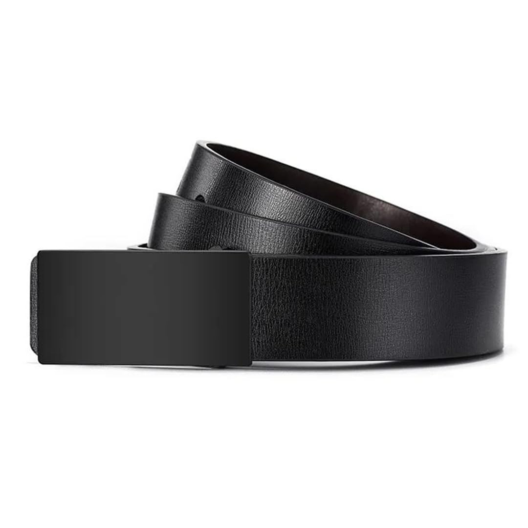 Yeuyyben Cinturón de piel sintética para hombre con hebilla suave, casual, para negocios, color negro
