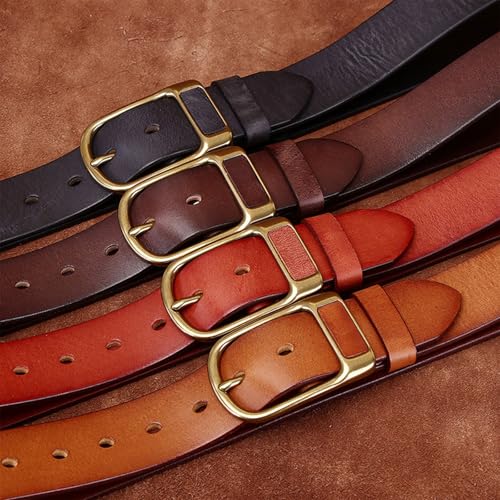 Mens Womens Belts Leather Copper Pin Buckle Business Belts for Casual Jeans Fashion Adjustable Belt,Black,120CM/47.3''3