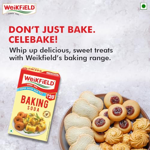 Image of Weikfield Baking Soda 80gm | Super Saver Pack | Food Grade Sodium Bicarbonate | Perfect & Versatile for Baking, Cooking | Multipurpose Household & Kitchen use