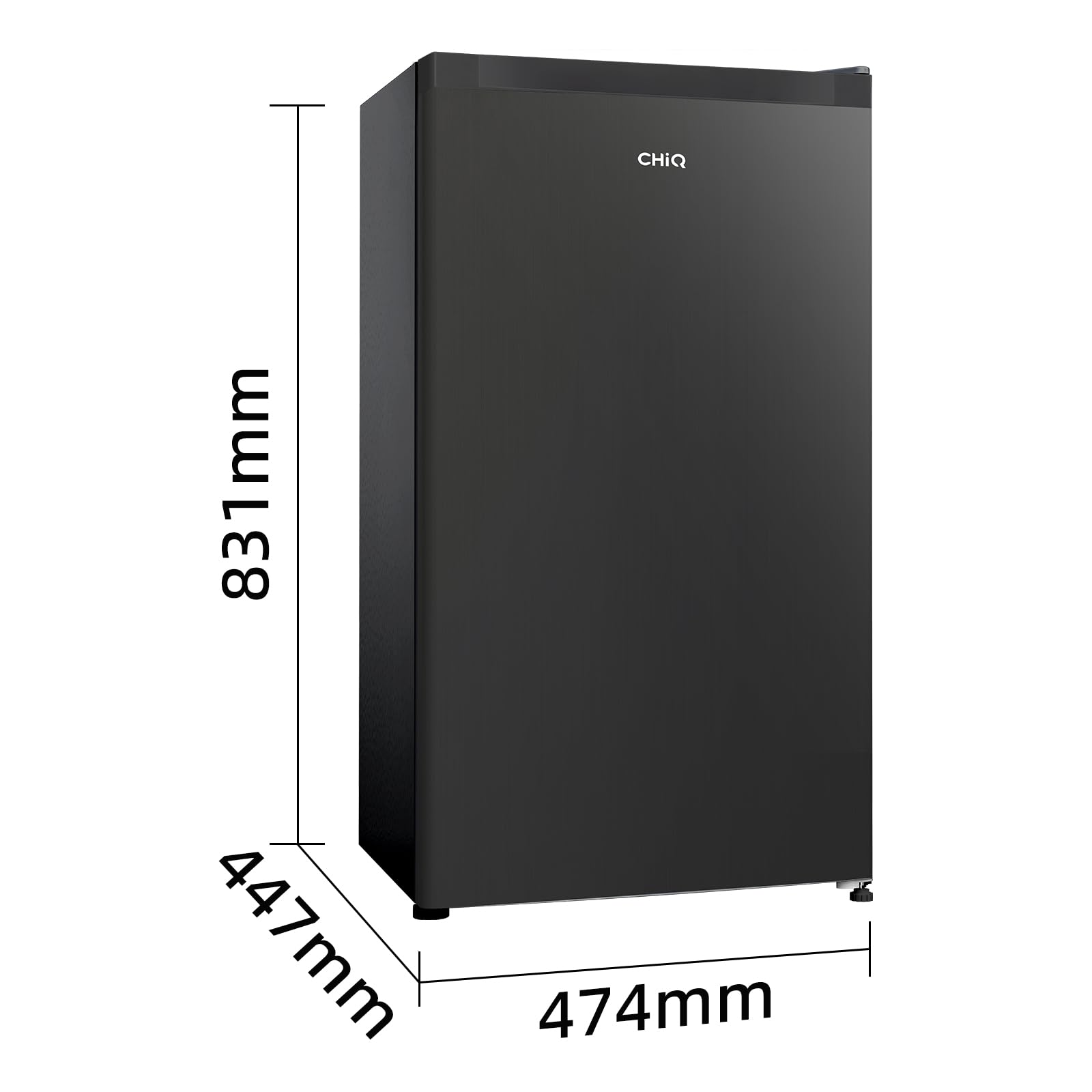 CHiQ CSF101D4EU, Under Counter Fridge, 92L, 7 Temp Settings, Chill Zone, H831 x W474 x D447(mm), Reversible Door, Adjustable Shelves, Sleek Design, Black [Energy Class E] - 2