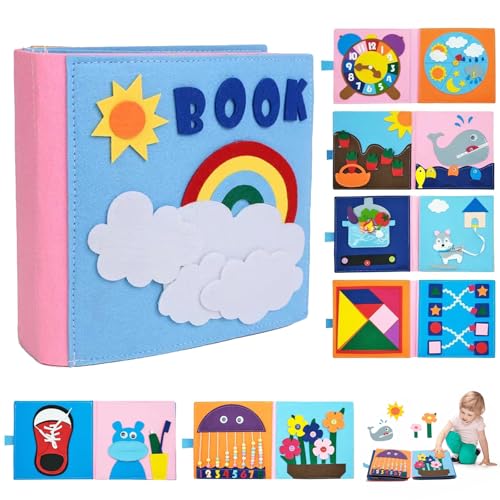 Image of Cobelae Montessori Toys Busy Board for Toddlers, Baby Airplane/Road Trip Quiet Book, Preschool Learning Activities Develop Fine Motor Skills Educational Sensory Travel Toys for Boys and Girls Gifts