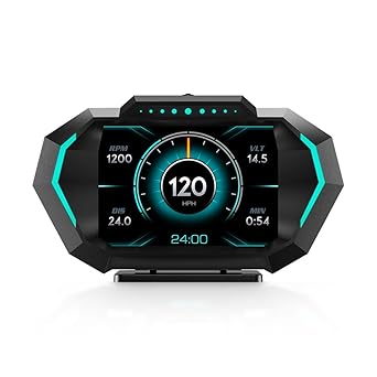 OBD2 Heads Up Display for Car, OBD2 & GPS Speedometer Dual System HUD Digital Speedometer MPH with Car Inclinometer, RPM, Water Temp, Volt, Mileage, Overspeed Alarm for Most 2008+ Sedan Cars