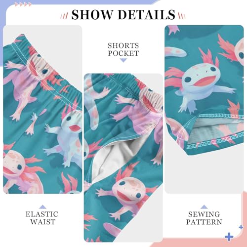 Colorful Cartoon Axolotl Pajama Pants Soft PJ Bottoms Lounge Pants for Sleepwear Sport Size 6–14 Years4