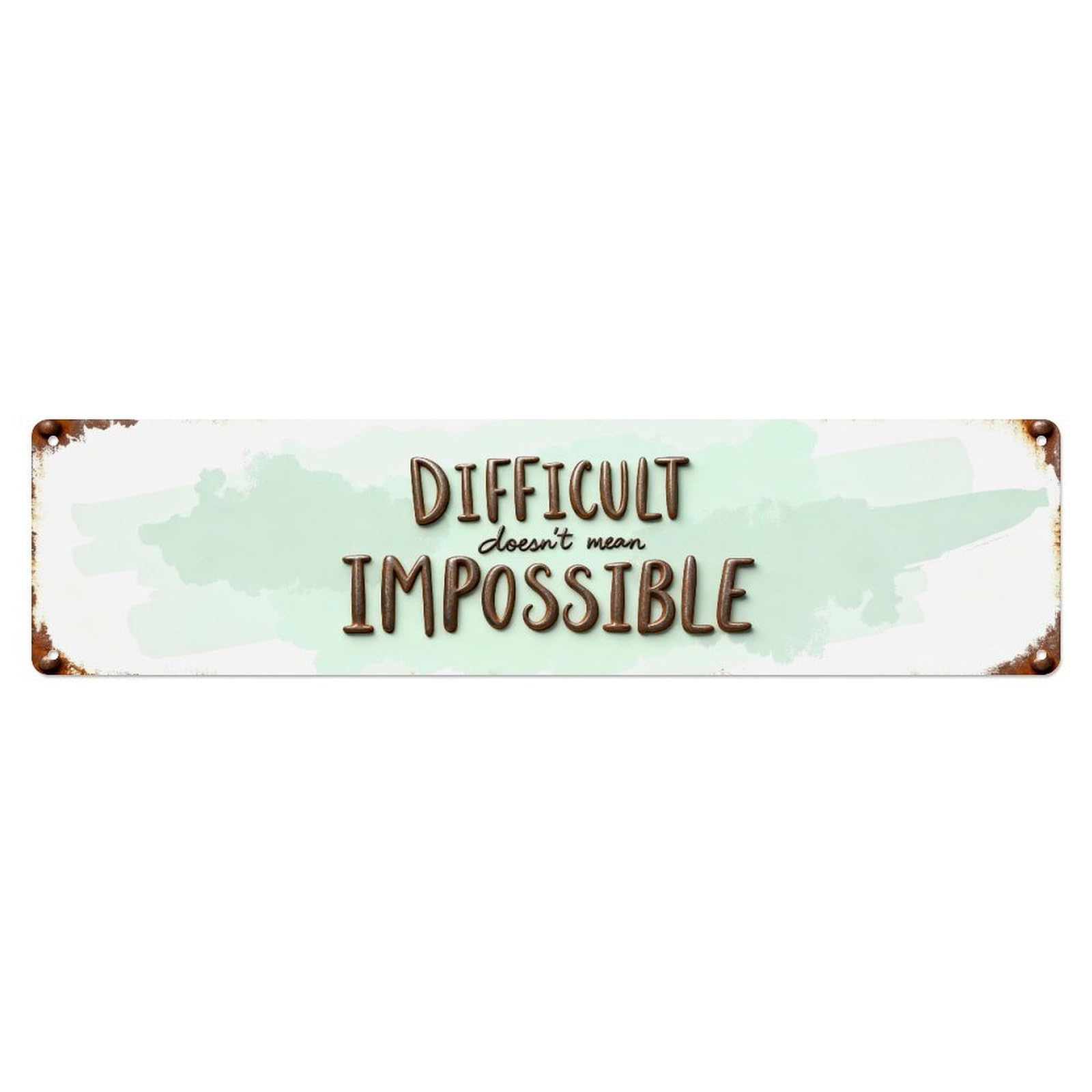 Difficult Doesn't Mean Impossible Vintage Metal Tin Sign Retro Wall Decor, Bar Garage Cafe Kitchen Home Wall Art Poster Decoration 4x16inches