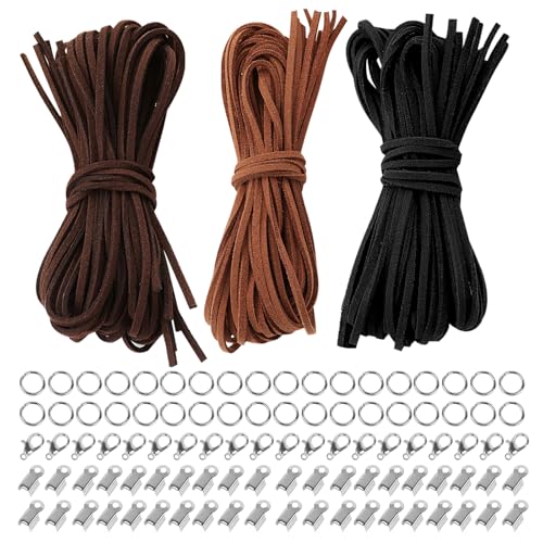 3 Farben Lederband, 10M x 3mm Lederband für Ketten Lederschnur mit...