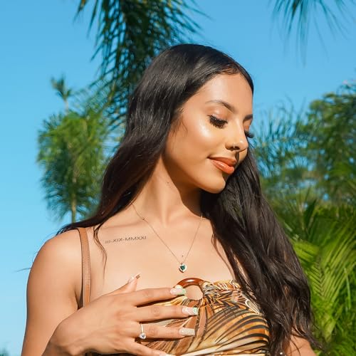 MSBLUE® 1 CT. Emerald Infinity Heart Pendant with Diamonds | 14K Yellow Gold Vermeil May Birthstone Necklace for Women | Perfect For Gift & Anniversary3