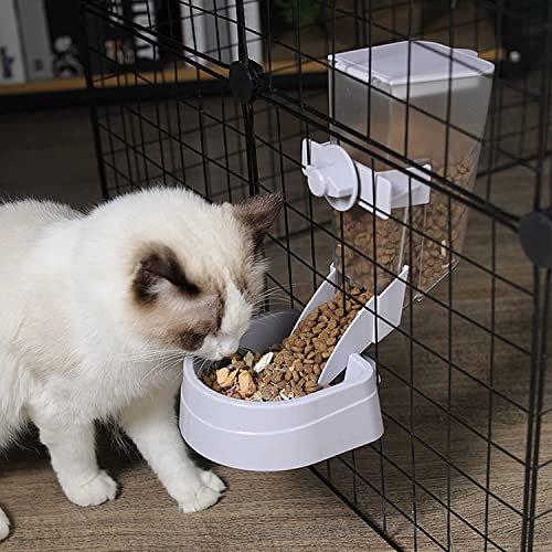 犬 食器 猫 食器 ペット給餌器 ケージ 固定 吊り下げ式 お留守番対応 大容量 ペットボウル 自動給餌器 自動給水器 餌入れ えさ皿 水飲み 取り外し可能 転倒防止 飛び散り対策 掛ける プラスチック製 給餌器 グレー