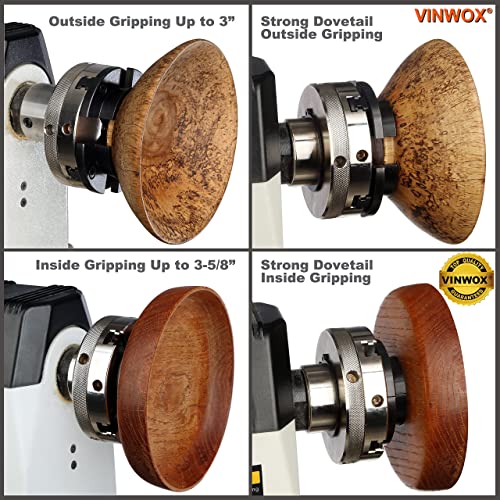 Vinwox SCR4-4 Wood Lathe Chuck, 4-Jaw Self-Centering Chuck thumb #2