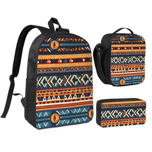 Sac à dos 3 en 1 motif national africain noir 43,2 cm lunch box voyage trousse
