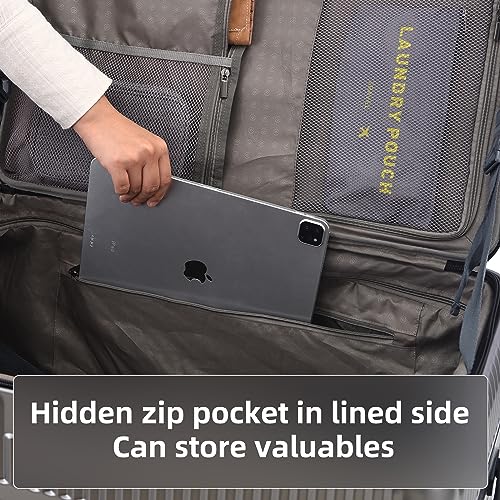 Image of Kaleenie 29 Inch Aluminum Checked Luggage with Side Opening Zipper, 40 * 37 * 77cm, 113L, Lightweight Hardshell ABS+PC Suitcase with TSA Lock, 360 Universal Wheels, Dark Gray