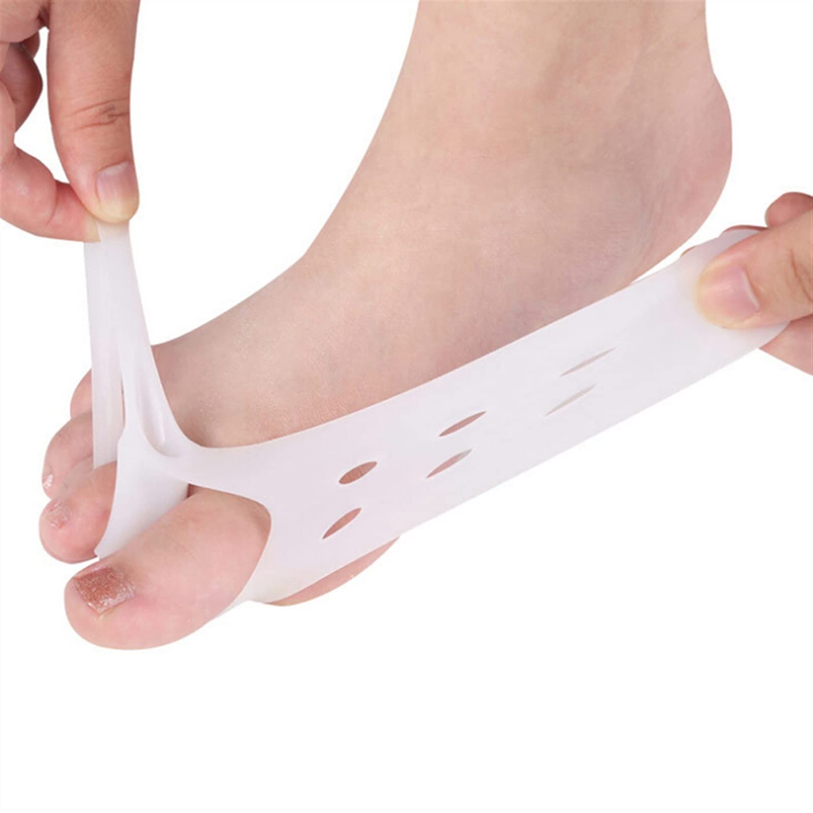 2 pezzi gel di silicone dita del piede separatore per dita dei piedi a due fori pollice valgo protettore borsite regolatore alluce valgo guardia sollievo dolore piedi cura (bianco S ， L)