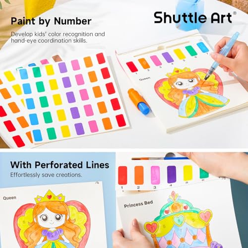 Image of Shuttle Art Paint with Water Coloring Book for Kids, Pack of 4, 100 Sheets Watercolor Paint Set for Kids Ages 3-5, 4-8, Mess Free Travel Art Supplies, Birthday Christmas Craft Gift