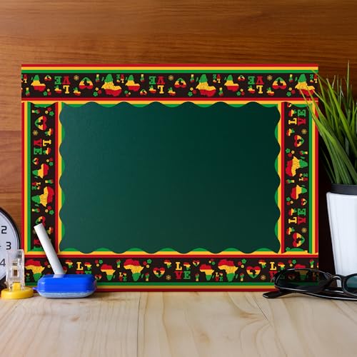Image of BeYumi Kwanzaa Bulletin Border Trim - 65ft Back to School Juneteenth Scalloped Rolled Border Trim African American Holiday LOVE Bulletin Board Borders Celebration Classroom Chalkboard Party Decoration