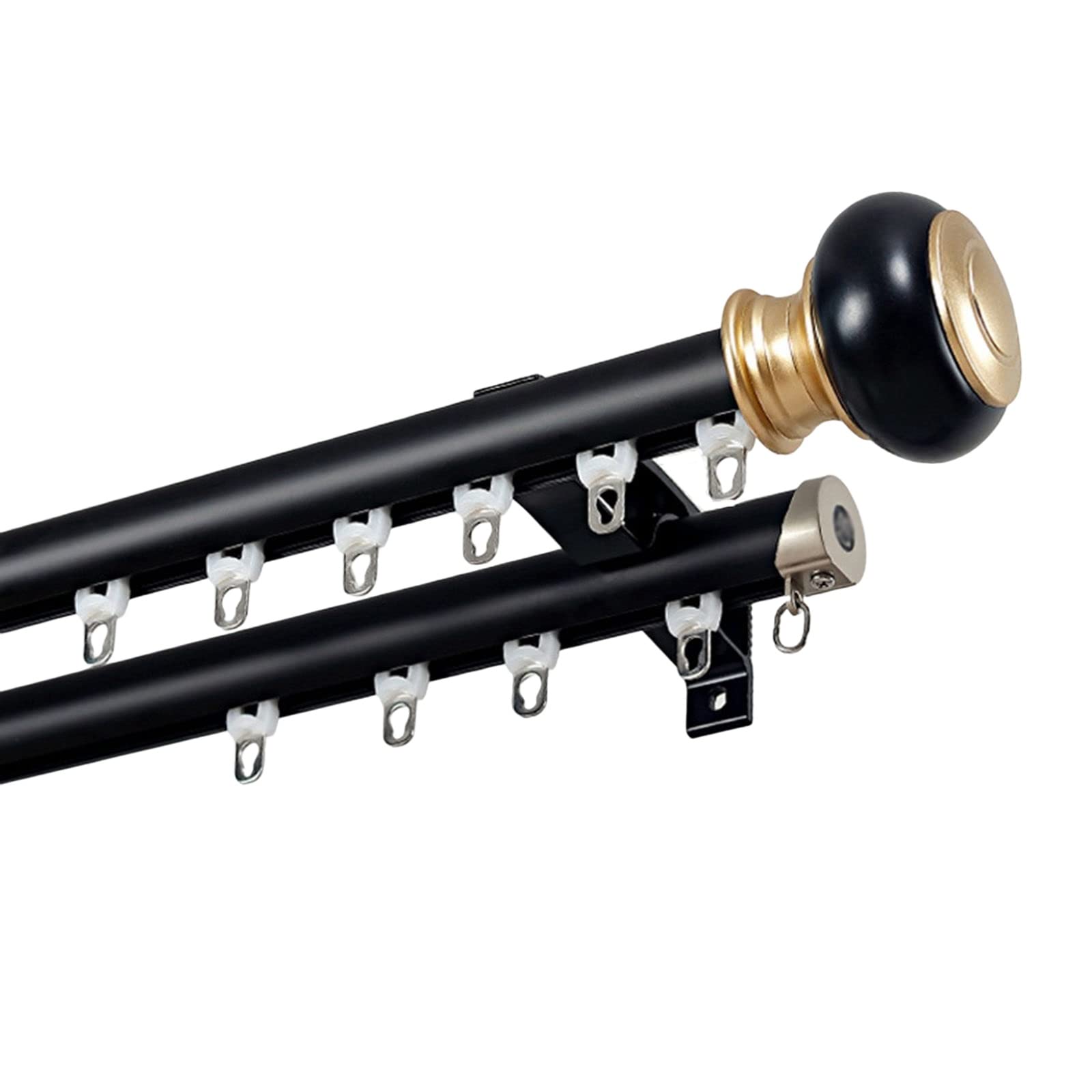 Curtain Rod Light Luxury Curtain Track Minimalist Curtain Rail Wall Mounted Curtain Rod For Room Divider Curtain Track Set For Livingroom Bedroom Showroom Office (Color : A-double, Size : 3.6ft/110c