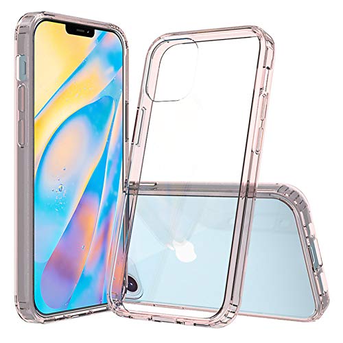 HHYHOME pour Iphone12 Mini / 12/12 Pro / 12 Pro Max, étui de Protection en Silicone Transparent Ultra-Mince en TPU Souple, étui de Protection Mobile Anti-Collision/Antichoc,Rose,iphone12 Pro