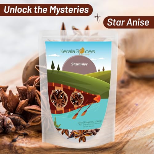 Image of Kerala Spices 100% Natural Star Anise 1kg | Whole Star Anise (Chakri Phool) | Premium Khada Masala Spice for Cooking, Biryani, Tea, Baking & Flavoring Dishes