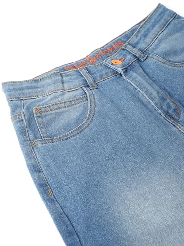 Image of Tales & Stories Boys Slim Fit Denim Jeans | 5-Pocket Stylish Mid-Rise Pants| Durable Cotton Denim Lycra with Button Closure | Casual Wear