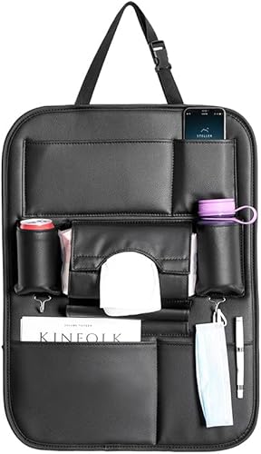 Miniatura 3 de Paquete con 2 unidades de organizadores universales en cuero sintético para la parte trasera de asientos de automóvil con soporte para vaso y