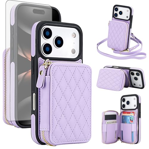 Coque iPhone 17 Pro Max Asuwish avec protège-écran et étui portefeuille intégré