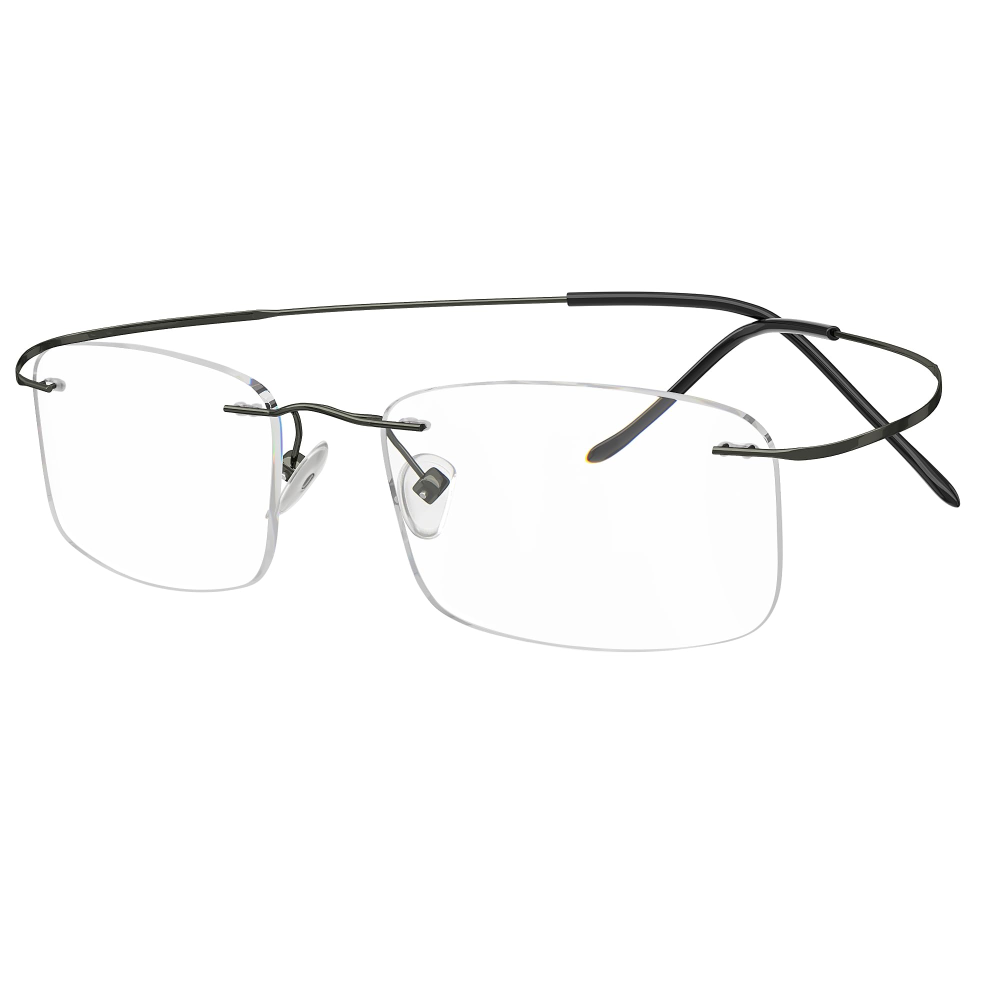 Eyekepper Titanium Rimless Reading Glasses Readers Men Women Gunmetal +2.5