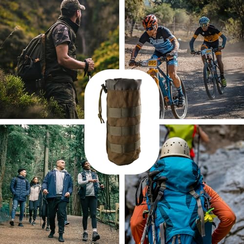 Tabanzhe Tactical Water Bottle Pouch-2PCS Molle Bottle Holder Military Drink Cup Container Carrier with Drawstring Top Bottle Protector for Outdoor Training Hiking Cycling Camping(Green) - Image 4