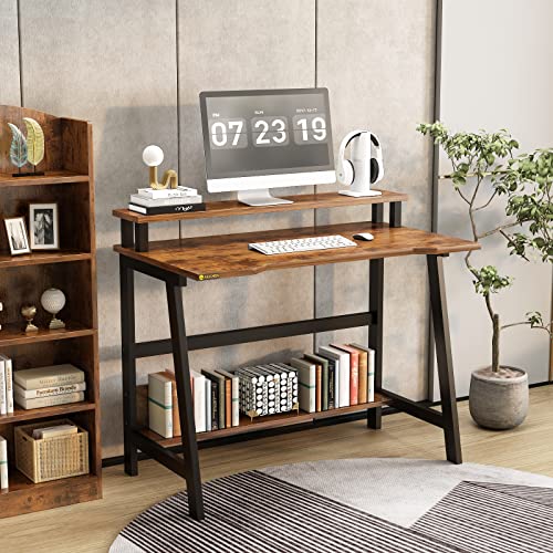 Alisened Computer Home Office Desk, 31.5" Desk For Small Spaces With Storage Shelf,Small Computer Desk With Monitor And Bookshelf, Modern Simple Style Laptop Desk #TOP1