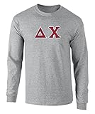 Fashion Greek Delta Chi Twill Letter Long Sleeve T Shirt SPT Grey M
