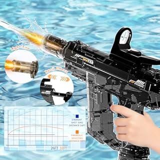 BLmukce Electric Water Gun for Kids, Automatic Water Blaster Toy with Battery Powered, Long Range & High Capacity, Powerful Water Pistol for Outdoor Pool Beach Backyard Play Water Game(Blue+Black)