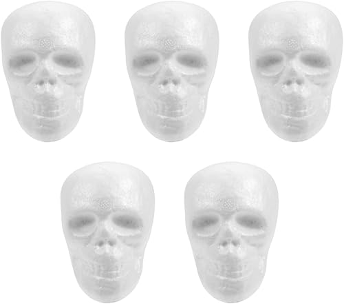 EXCEART Grimace Foam Shape 5 piezas de espuma blanca con forma de calavera de espuma de poliestireno, modelo de cráneo de espuma para manualidades