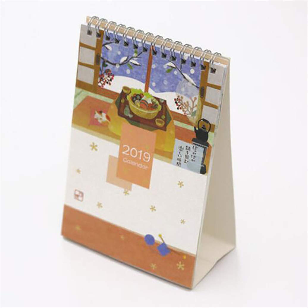 Kshcf Calendar Cute Creative Cherry Blossoms Desk Paper Calendar Mini Portable Daily Schedule Planner Home Office Calendar Gifts Supplies