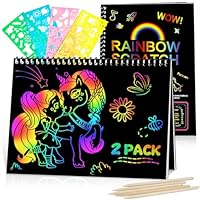 Winstico Scratch Art Paper Set - Arts and Crafts Kit for Kids 3-10 Years Old, Creative Rainbow Drawing Toys, for Girls & Boys