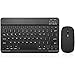 Ultra-Slim Bluetooth Keyboard, 25cm Wireless, 200g Lightweight, Silent Keys, 40-Hour Battery Life, Black with Mouse