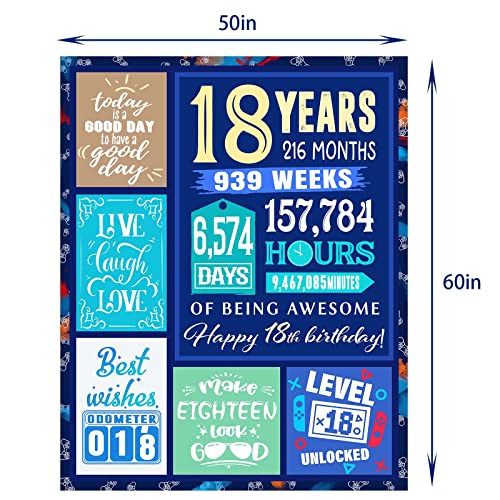 Dulnyei 18Th Birthday Gifts For Boys Blanket - 18 Year Old Boy Gifts - 18 Year Old Boy Gift Ideas - Gifts For 18 Year Old Male - 18Th Birthday Decorations For Boys Soft Throw Blanket 60X50In #TOP5