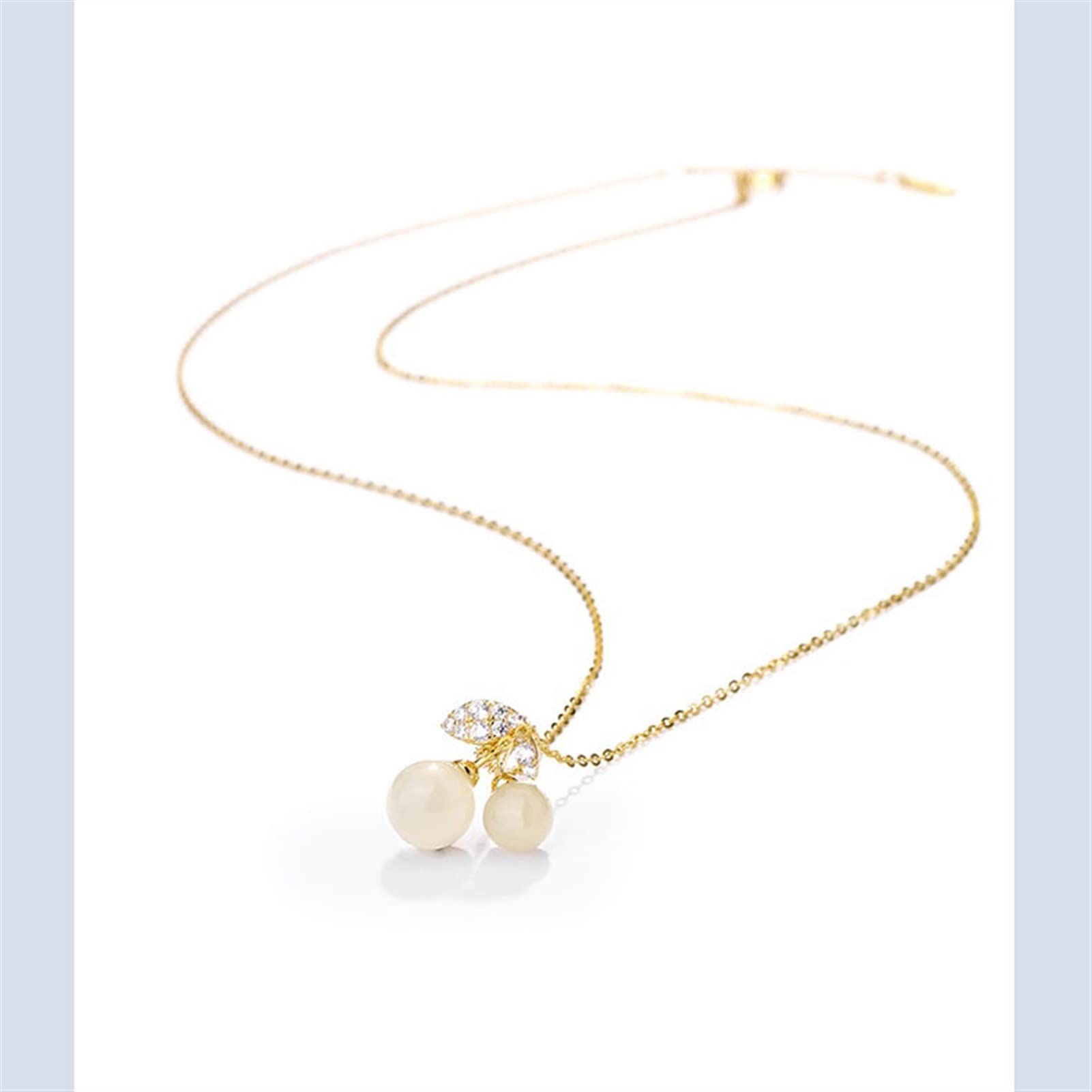 Collana Collana con ciondolo piccola ciliegia Bella collana di giada Hetian Estate Nuova catena in argento 925 con clavicola Regalo per il Memorial Day, Collana di gioielli regalo di compleanno