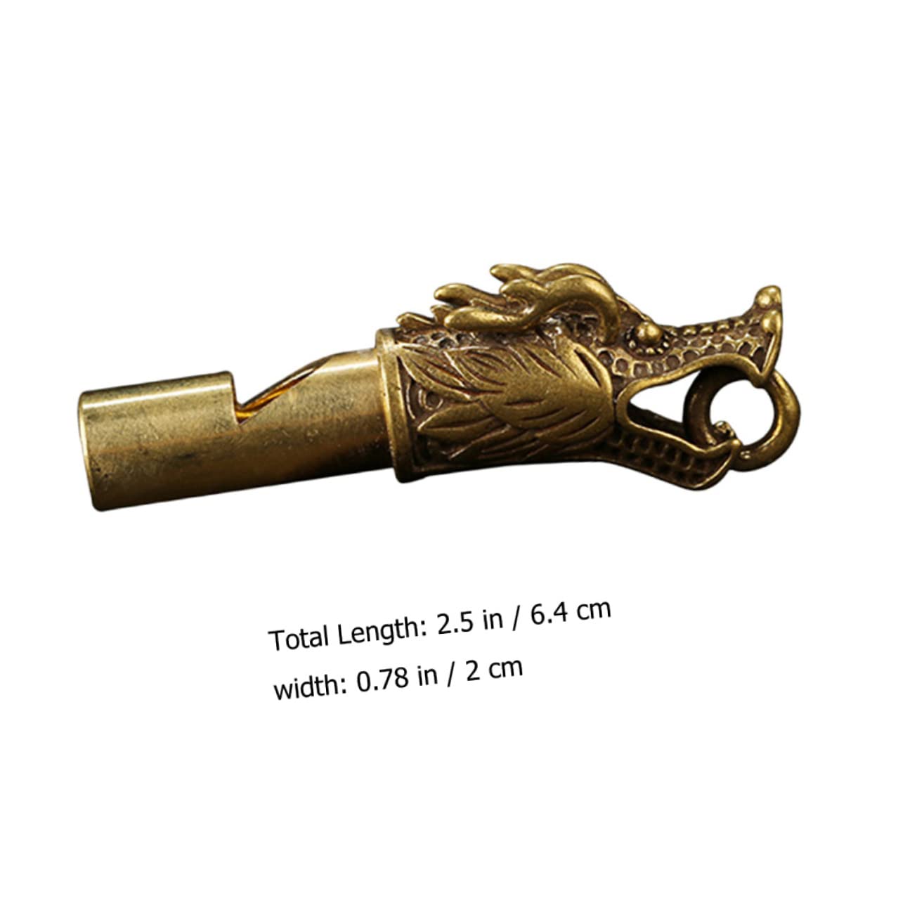 OFFSCH Emergency Brass Whistle Keychain Loud Hiking Whistle for Outdoor Survival Dragon Carving Portable Design Present for Friends Family