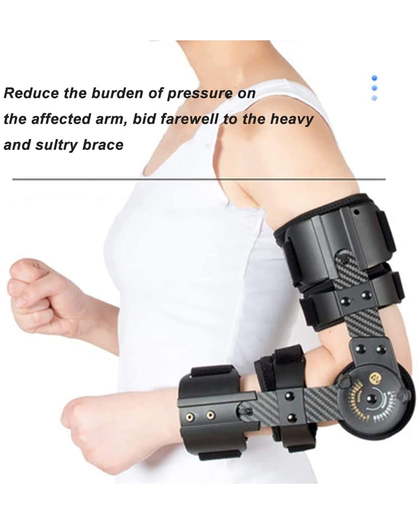 Ortesis de codo ajustable, codera con bisagras, soporte de codo de fibra de carbono, fijador de férula, recuperación de lesiones postoperatorias, cabestrillo para brazo de codo, derecho (tal