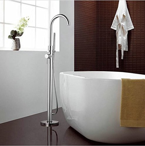 Mitigeur baignoire îlot chrome poli Gowe au sol pour salle de bain design