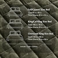 RECYCO Channel Box Stitch Velvet Quilt Set, King Size, Olive Green — image 8