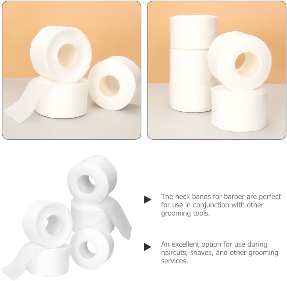 FUOYLOO Barber Neck Strips Disposable Neck Cutting Supplies 5 Rolls Non-Woven Protective Wrap Strips for Hairdressing Salon Hair Cutting and Coloring