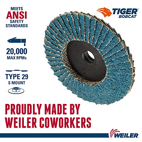 Image of Weiler 50902 3 inch Bobcat Mini Abrasive Flap Disc, Conical (TY29), Type S Mount, 36Z (Pack of 10)