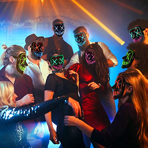 Máscara assustadora de Halloween Moonideal para festa de Halloween, indução de som, cintilação com v