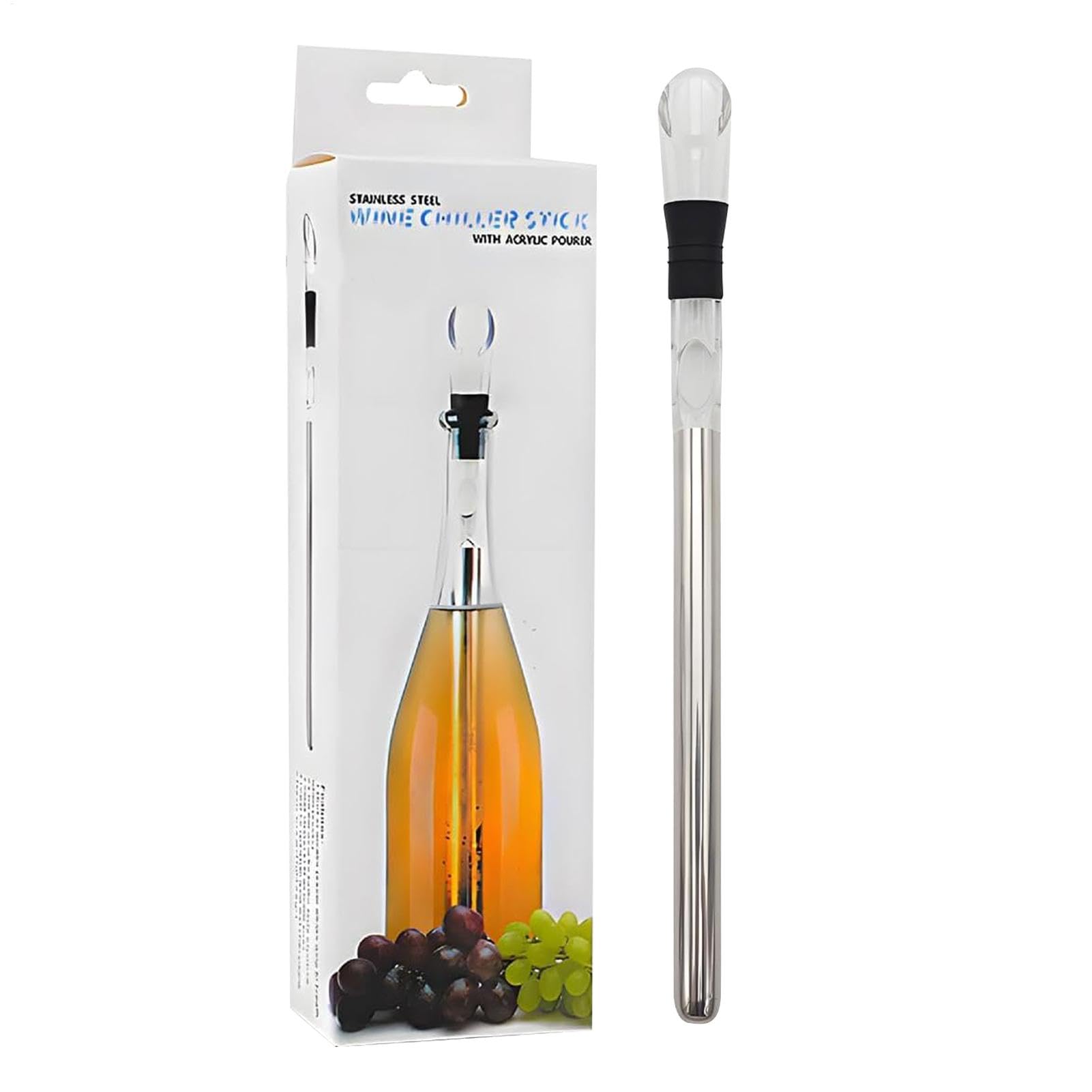 Wine Chiller - Wine Bottle Chiller Stick, Cooling Rod For Wine Lovers | Portable Stainless Steel Wine Chiller With Wine Stopper And Wine Pourer, Rapid Wine Chiller Rod For Wine Lovers