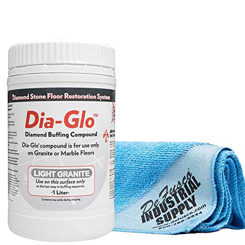 Dia-Glo (Diaglo) Light Granite 1QT, Stone Granite Floor Polishing Compound - 16x16 Microfiber Cloth - Bundle - 2 Items