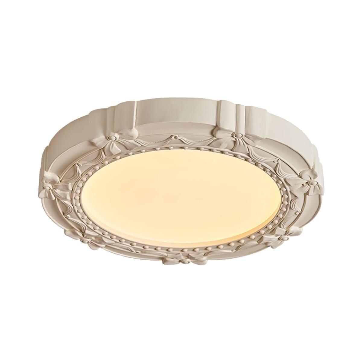 LYOUAE French Bowknot Embossed Ceiling Light Modern Round Acrylic Shade Ceiling Lamp
