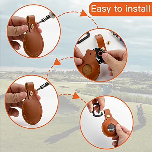 Xxerciz Genuine Leather Case Suitable For Bushnell Wingman Gps Speaker Remote Button, Small Remote Holder With Carabiner, Protective Gps Case Cover Accessories, Brown #TOP4