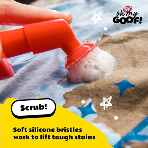 Image of oh my GOOF! Mess Magic Fabric Stain Remover, 8 oz. Foam Stain Remover with Built-In Silicone Scrubber, Helps Remove Food, Marker, Crayon and Ink Marks