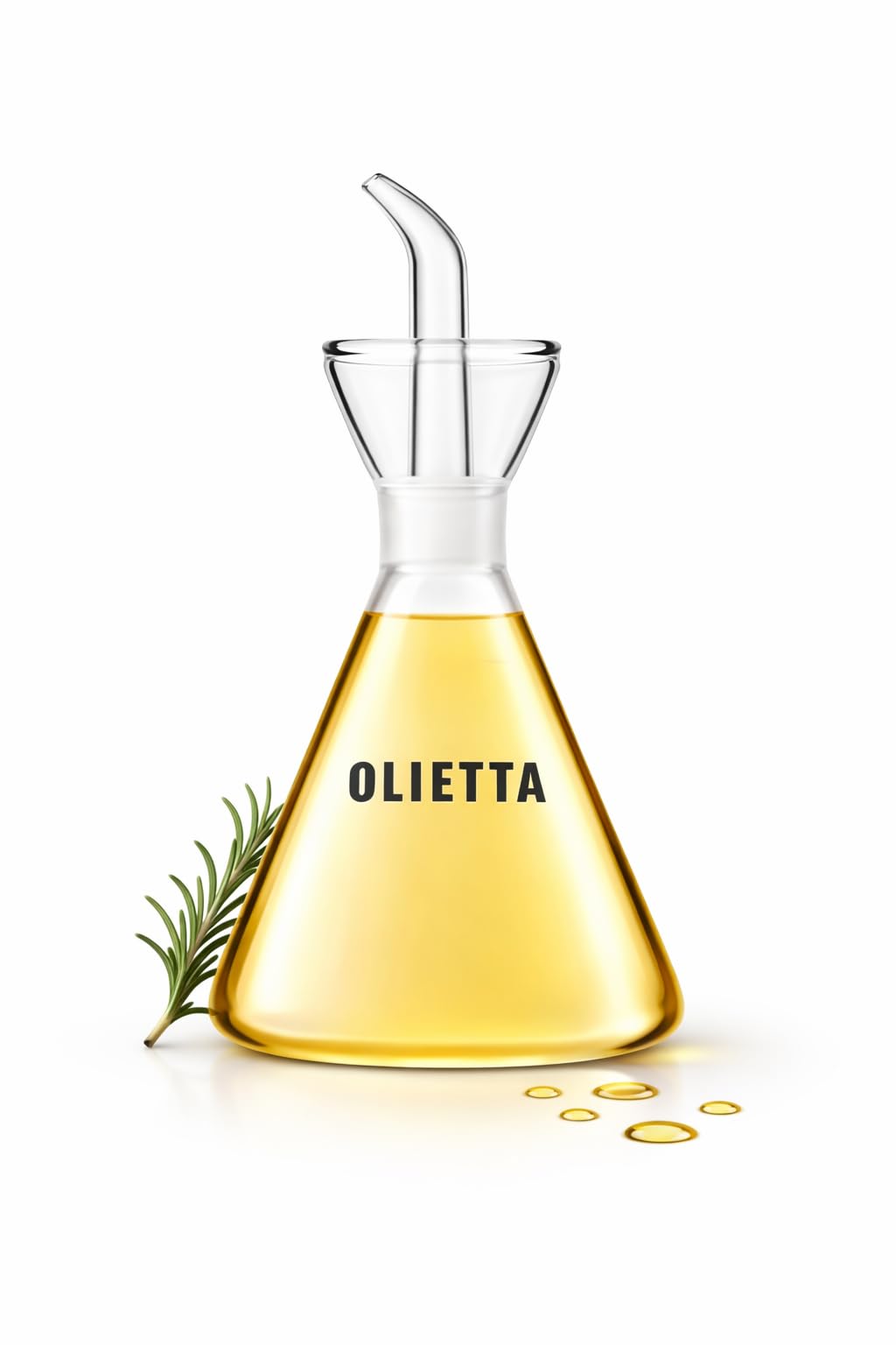Olietta Clear Conical Oil Dispenser Borosilicate Glass Olive Oil Bottle - 250Ml Non Drip Dispenser - Leak Proof Pourer Vinegar Drizzler - Easy Clean Drip Free Bottles For Kitchen