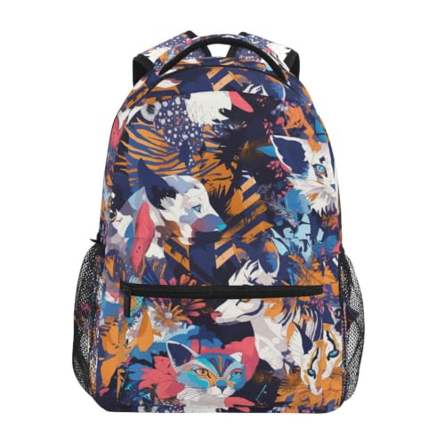 Sac à dos ordinateur animaux multicolores pour voyage et école ados