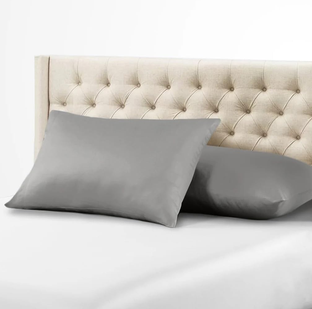 Luxury Set of Pillow Protectors (Solid Blue, King Size) 600 Thread Count 100% Cotton with Zipper Closure