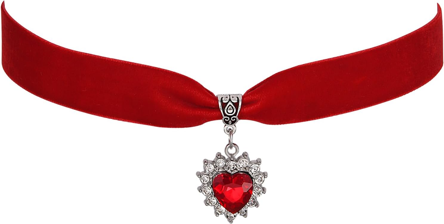 RareLove Heart Necklace Red Rhinestone Queen of Hearts